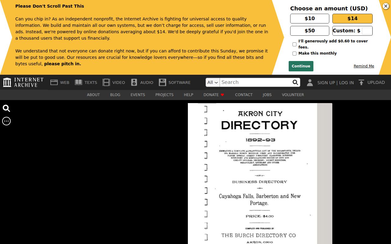 Barberton city directory early regional Burch volume
