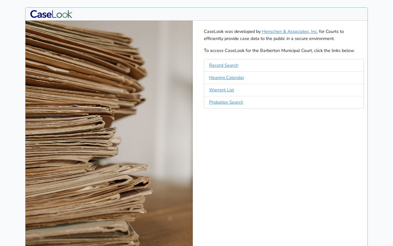 Barberton residents directory municipal court CaseLook search portal