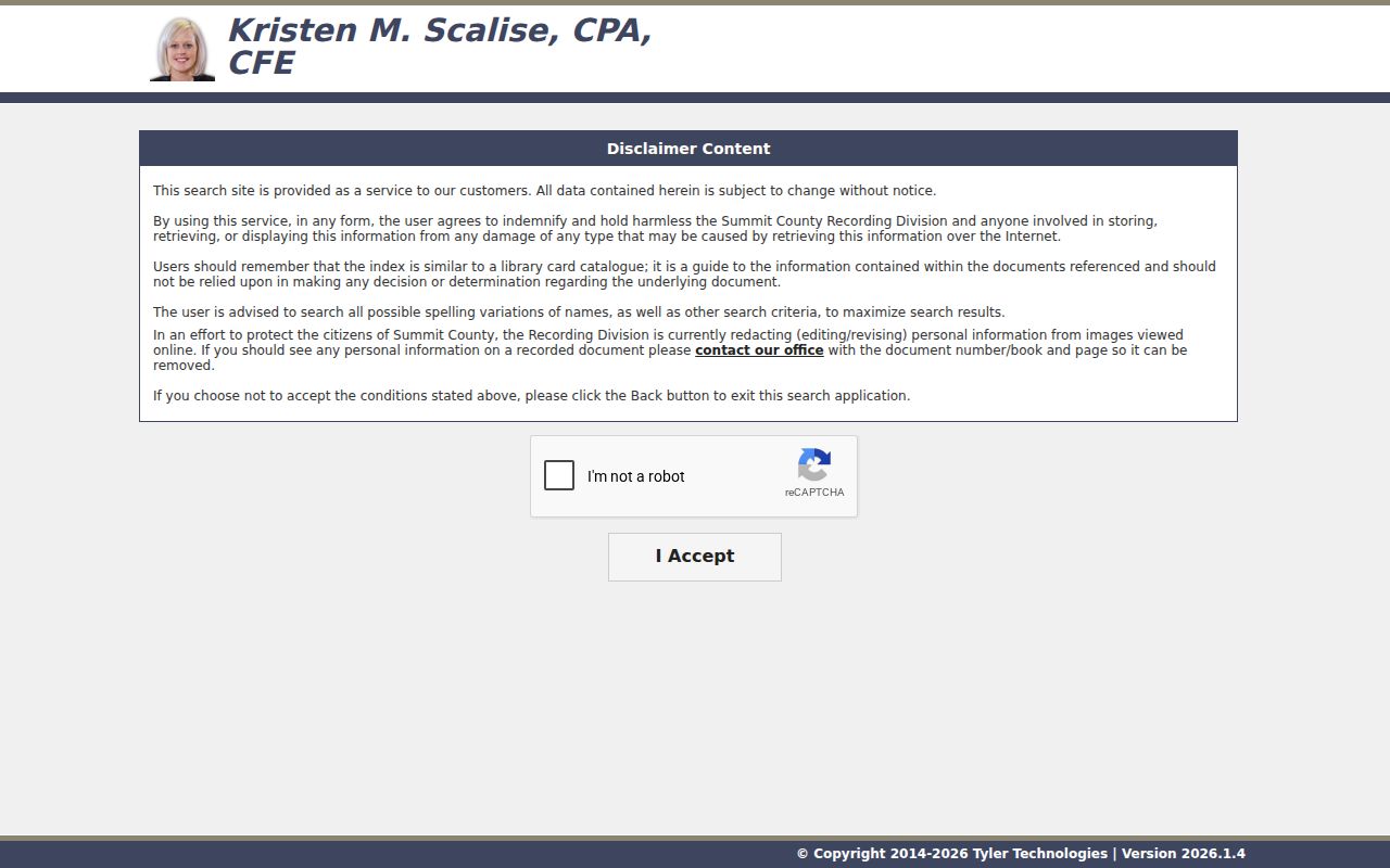 Barberton residents directory Summit County Recorder document index entry screen
