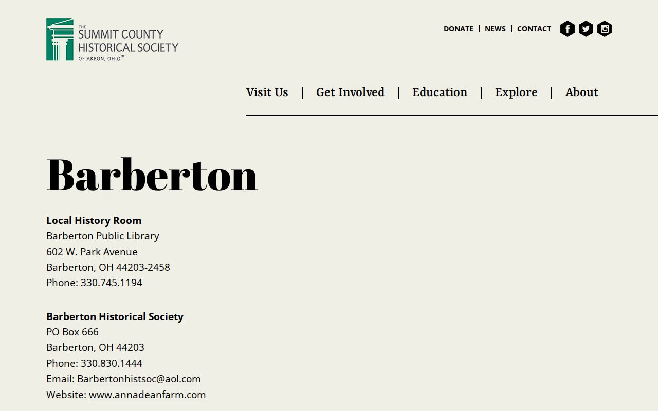 Barberton previous residents historical collections resource