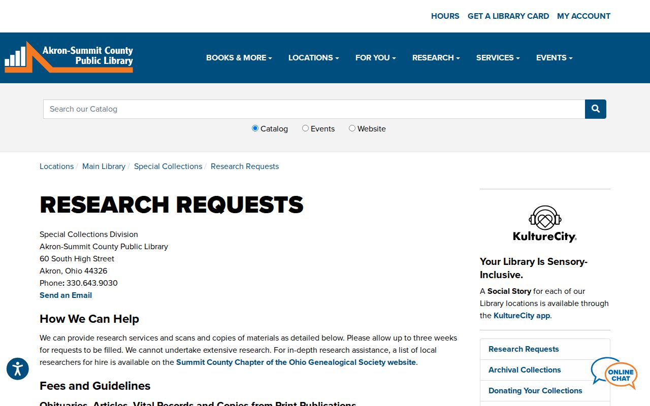 Barberton previous residents Special Collections research request